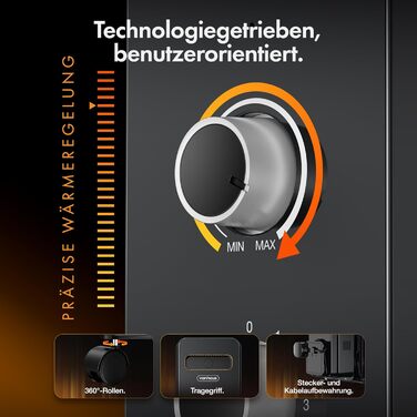 Масляний радіатор VonHaus 2.5 кВт з термостатом (білий, чорний, 9 ребер)