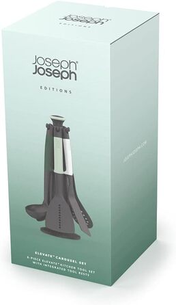 Набір кухонних помічників Joseph Joseph Elevate, 6 предметів з поворотним підставкою, ергономічні силіконові ручки, антипригарне покриття (Блок, Зелений)