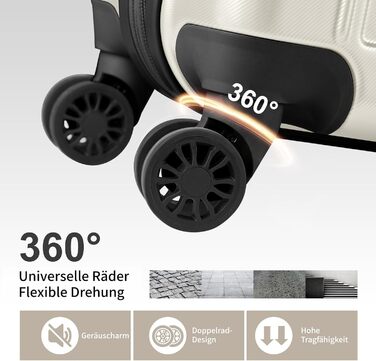 Набір валіз LALAHO 2 шт. з косметичною сумкою, міцний корпус ABS+PC, телескопічний ручка, ручна поклажа, градієнтний дизайн (бежево-білий), набір валіз 2 шт.