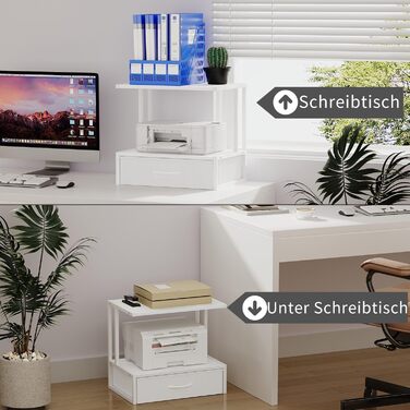 Підставка для принтера на стіл з ящиком для документів, органайзер для офісу, підставка для принтера, факсу, сканера (білий)