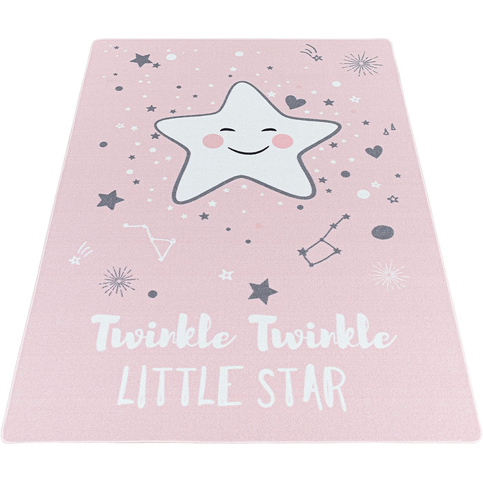 Дитячий килим Star Design Rectangular - Килим з коротким ворсом Дитячий ігровий килимок Антиалергенний і Екстра М'який - Килимки для дитячої кімнати для хлопчика і дівчинки Дитячий килимок (160 х 230 см, рожевий)