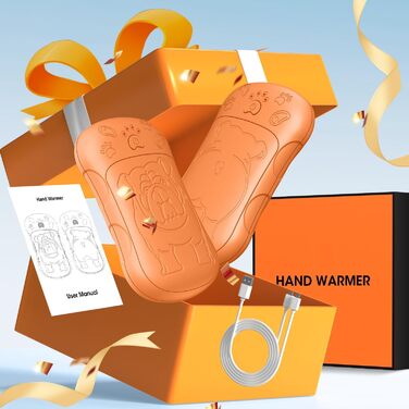 Електричні грілки для рук, 2 шт., 6000 мАг, акумулятор, багаторазові, зарядні, ідеальні для спорту на відкритому повітрі, полювання, гольфу, кемпінгу, теплий подарунок для жінок, чоловіків, дітей (Помаранчевий)