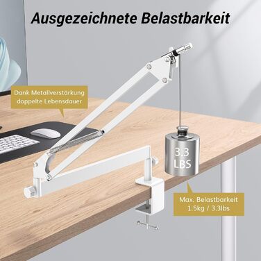 Мікрофонна стійка TONOR T40LP з гнучким кріпленням для мікрофона (біла, пружинний механізм) - для геймінгу, подкастів, запису