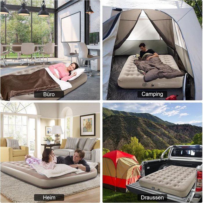 Надувний матрац 2 персони з електричною помпою, 190x125x20 см - для дому та кемпінгу