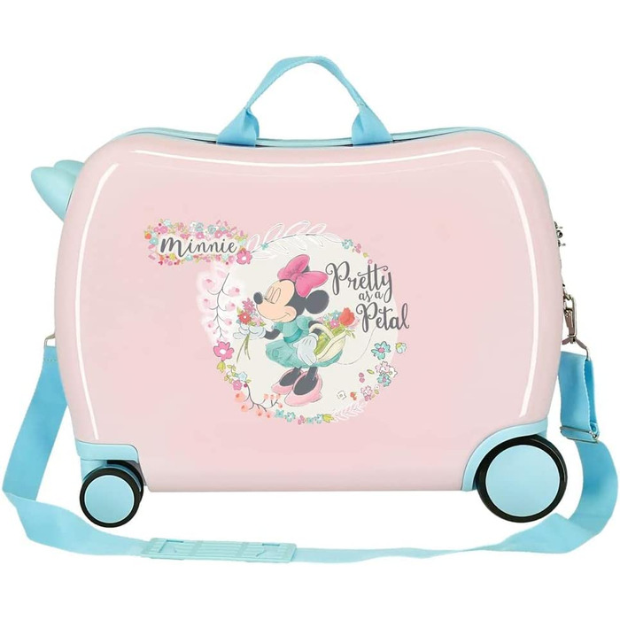 Дитяча валіза Disney Minnie Florals, рожева, 50 х 38 х 20 см, жорстка, з комбінованою застібкою з АБС-пластику, 34 л, 1,8 кг, 4 колеса, Ручна поклажа
