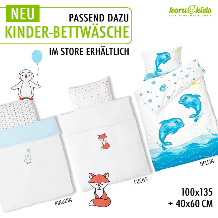 Дитяча подушка Koru Kids® 40x60 см – 100% бавовна, Oeko-Tex, Made in Germany, наповнювач 100г пуху