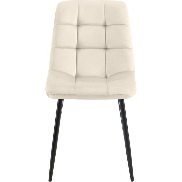 Набір з 4-х м'яких кухонних стільців CLP Asti, велюр, до 150 кг, колір: кремовий