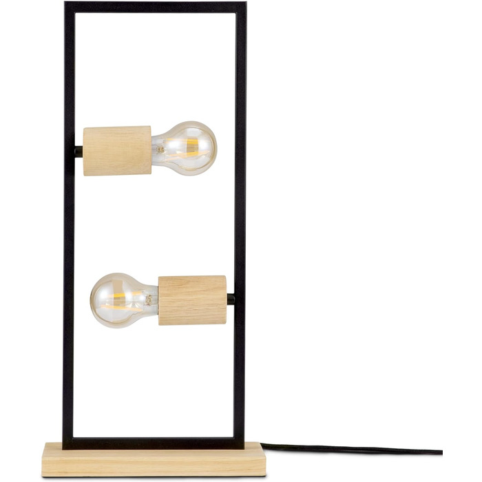 Настільна лампа Вінтажна лампа для вітальні E27 Настільна лампа промислового дизайну Сучасна лампа в стилі ретро Спальня з дерева (чорний - бамбук, настільна лампа типу 3)