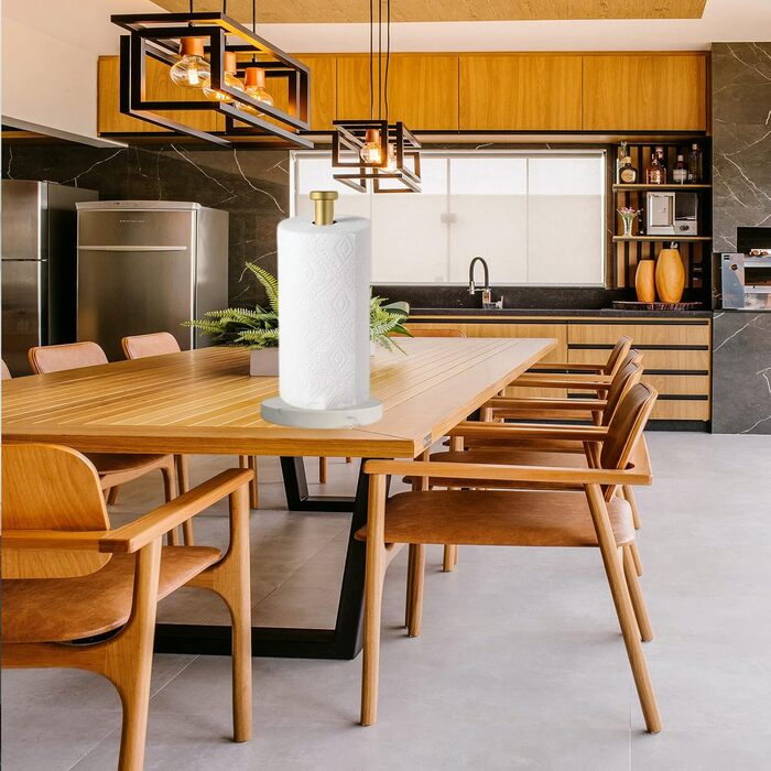 Тримач для паперових рушників на стільницю з мармуровою підставкою для кухні та ванної кімнати, білий/золотий