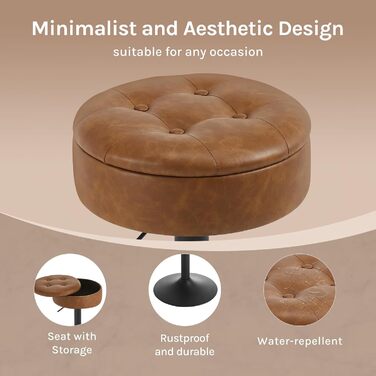 Барні стільці WOLTU 2 шт. з місцем для зберігання, регульовані по висоті, 360° обертання, для кухонної вишки, їдальні, бару, кухні, вітальні, штучна шкіра, метал, коричневий, вінтажний стиль