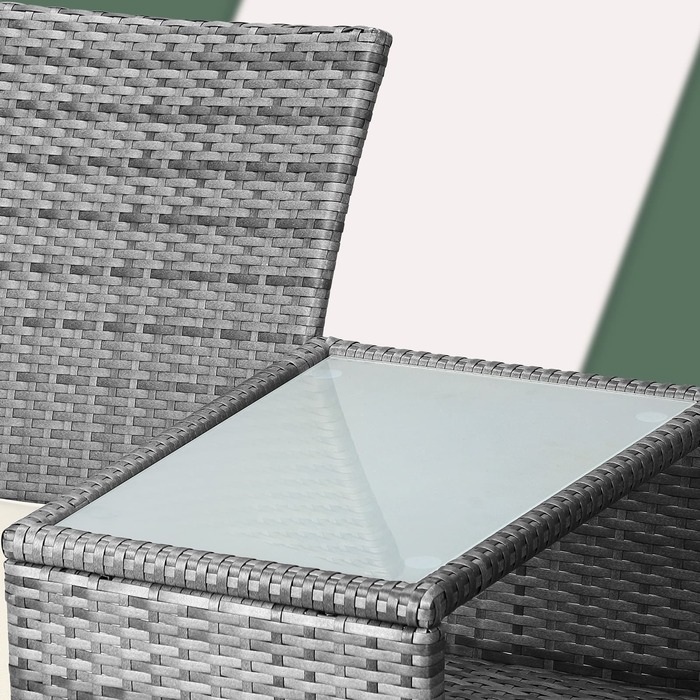 Лавка для кіно з поліротангу сіра/бежева 143x55x88см