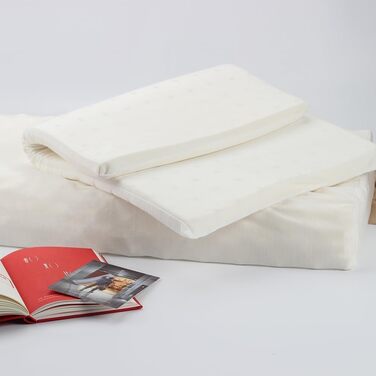 Подушка з 100% натурального латексу: ергономічна підтримка шиї для тих, хто спить на боці та на спині. Регульована ортопедична подушка. Без пінополіуретану. Розмір: 60x40x12x10 см. Білий колір.