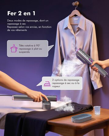 Портативний паровий випрямляч для одягу Stunden - 2 в 1 (праска + випрямляч), 1000 Вт, 110-240V, для подорожей та дому