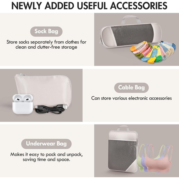 Набір органайзерів для валізи та рюкзака 10 предметів, компресійні сумки для одягу та речей у подорож, чорний