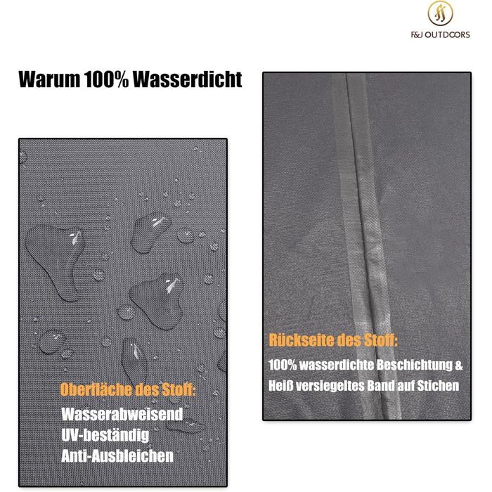 Захисний чохол для саудового дивану F&J Outdoors, водонепроникний, UV-стійкий, сірий, 208x99x89/61 см