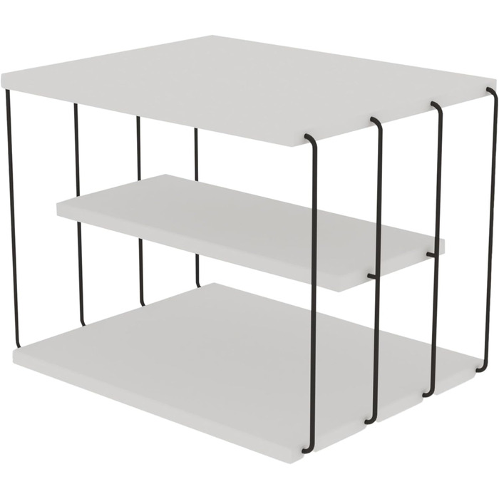 Журнальний столик tvidaberg Журнальний столик із зберіганням Стіл для вітальні Приліжковий столик Журнальний столик з металевим каркасом (білий, 50 x 40 x 33 см)