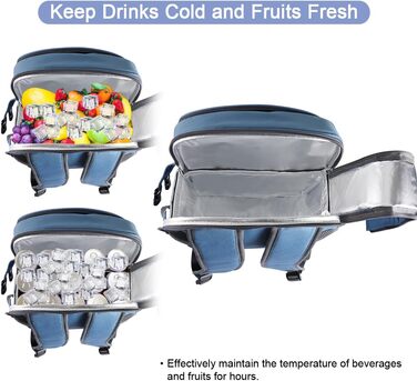 Набір для пікніка Sunflora на 4 особи з термосумкою та пледом, пікніковий кошик для кемпінгу та відпочинку на природі (синій та смугастий)