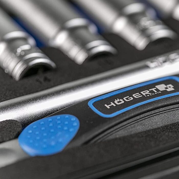 Набір інструментів Högert Technik 38 предметів: валіза з інструментами, тріскачковий набір, набір торцевих головок, біти 1/4