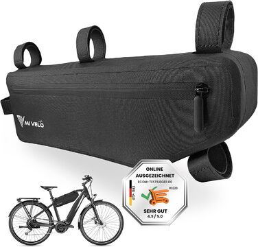 Рамна сумка для велосипеда - 100 придатна для вторинної переробки та водонепроникна - Верхня сумка-труба - 3 л (чорна)