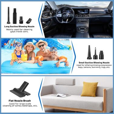 Акумуляторний ручний пилосос 4-в-1 для авто та дому, безщітковий двигун 26000Па, 3 режими потужності, для шерсті тварин та кухні
