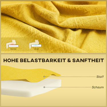 Диван на дво місця, м'яке оббиття, легкий у догляді матеріал, витримує до 220 кг, розміри 117 x 56,5 x 77 см, колір жовтий.