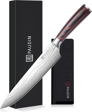 PAUDIN Profi Кухонний ніж 23см з нержавіючої сталі, ергономічна ручка, для професіоналів та любителів, ідеальний подарунок для кулінарів