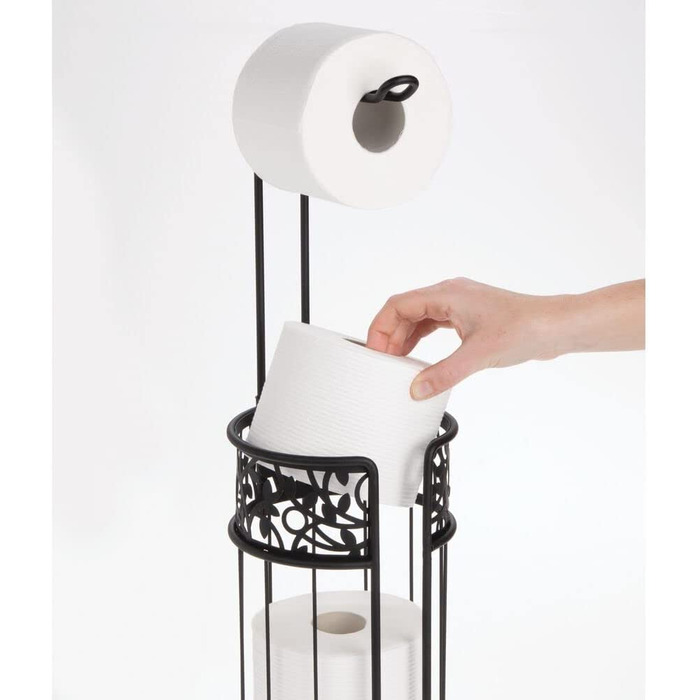 Підставка для туалетного паперу mDesign-сучасна підставка для рулонів паперу для ванної кімнати і гостьового туалету-підставка для туалетного паперу з місцем для зберігання до 3 запасних рулонів-антрацит (чорний)