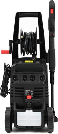 Високотискний мийник LEHMANN Hudson з алюмінієвим насосом, 1800 Вт, макс. 220 бар, продуктивність 450 л/год, комплектація: щітка для тераси, піногенератор, щітка для дисків, ідеальний для миття автомобілів