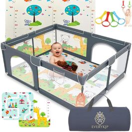 Лაფстіль EveryKip® для малюків 120x120 см з сіткою, дверцятами на блискавці та сірим кольором