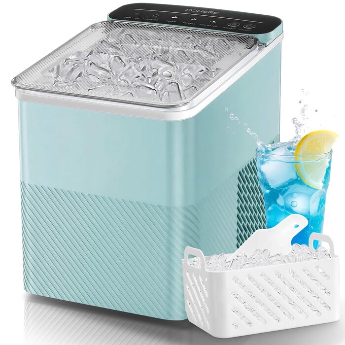 Машина для льоду Fohere портативна, самоочищення, 14 кг/24 год, зелена - для дому, бару, офісу, кемпінгу