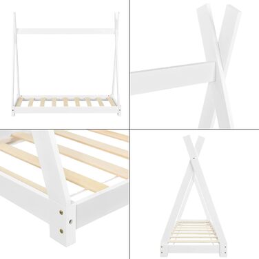 Ліжко дитяче Onejda Tipi, білий колір, 80x160 см, з дерева, en.casa