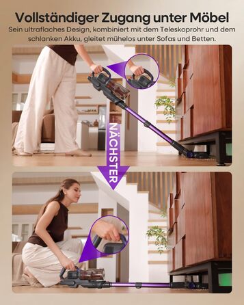 Акумуляторний бездротовий пилосос AlloyMove A03 Lila: 45000Pa, 450W, 60 хвилин, LED, для тварин, килимів, твердих поверхонь