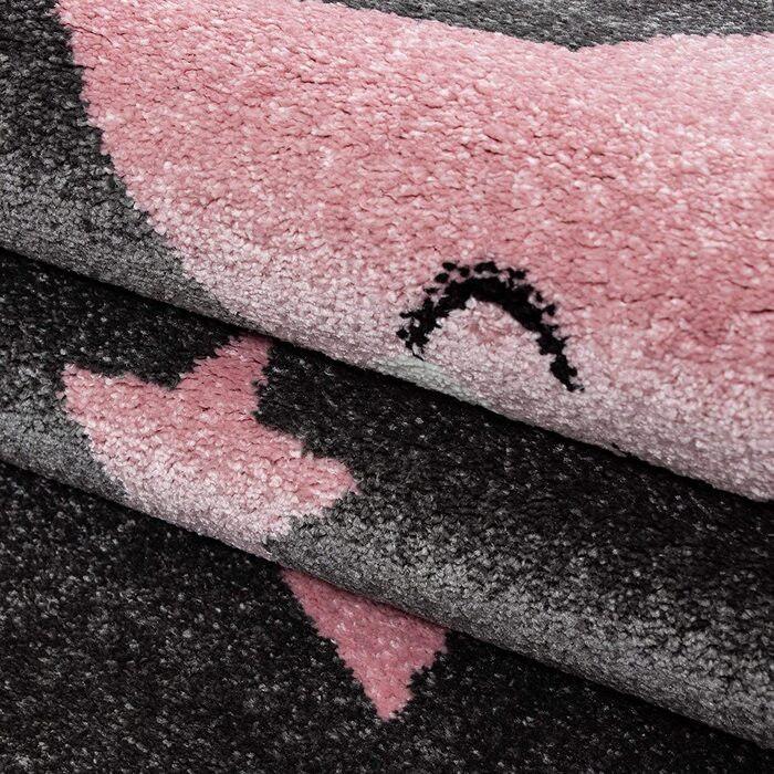 Дитячий килимок з коротким ворсом Падаюча зірка М'який килимок для дитячої кімнати сіро-рожевий, Розмір (120 см круглої форми)