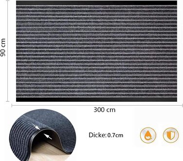 Килимок для бігу uyoyous 90x300 см, нековзний килимок для передпокою, килимок для грязеуловителей з нековзною спинкою, килимок для передпокою, килимок для дверей, килимок для килимових доріжок для кімнат, коридорів, прихожих - (сірий)