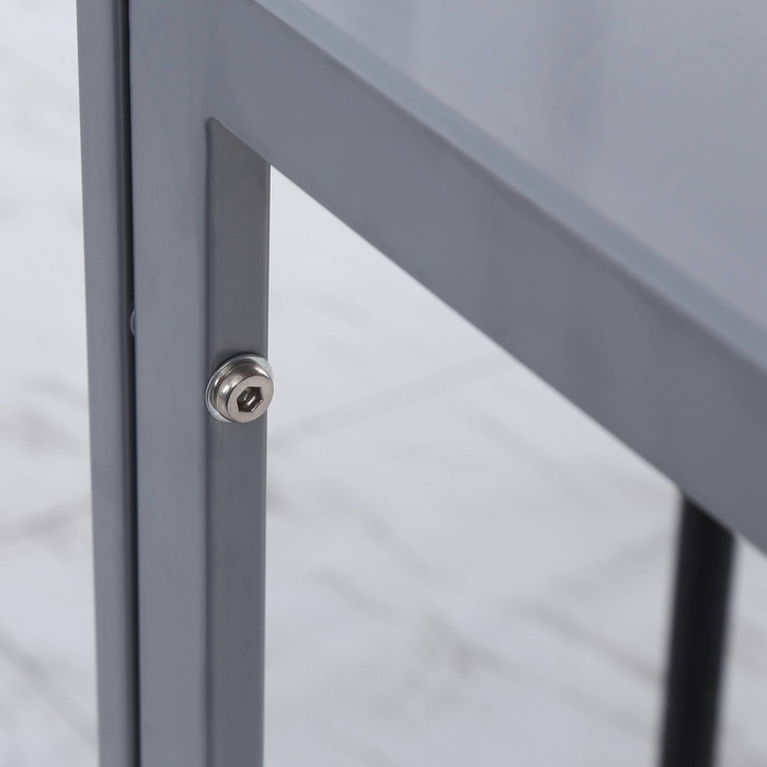 Стіл кухонний скляний квадратний, скляна стільниця, компактний дизайн, сірий