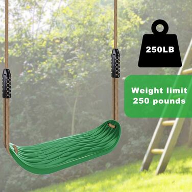 Дитяча гойдалка BeneLabel для дому та саду, міцна гума, регульоване тросове крісло, 130-200 см, для підлітків/дорослих, зелений, 113 кг