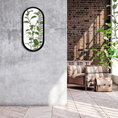 Дзеркало овальне Americanflat Spiegel Oval 30x61 см - чорне, для ванної, вітальні, спальні