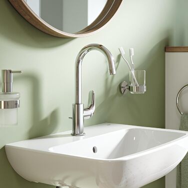 Змішувач для ванної кімнати GROHE Swift, високий, водозберігаючий, хром, 31 см, з інструментом 3-в-1, для встановлення на раковину