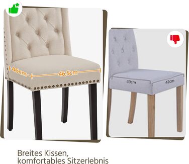 Набір з 4 кухонних стільців Yaheetech з м'яким сидінням та спинкою, бежевий (до 140 кг)