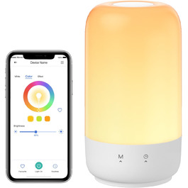 Світлодіодний приліжковий світильник meross WLAN, сумісний з Apple HomeKit, Alexa, Google, з можливістю затемнення, RGBCW