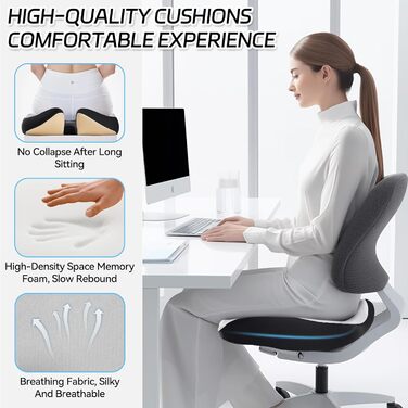 Ортопедична подушка для сидіння на офісне крісло, для спини, з memory foam, сіра