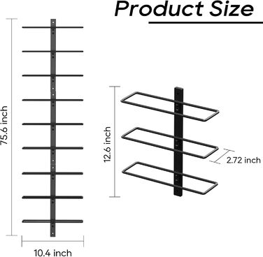 Настінна полиця для вина TJ.MOREE на 12 пляшок, дерев'яний винотримач для кухні, бару, їдальні - чорний комплект 6 шт.