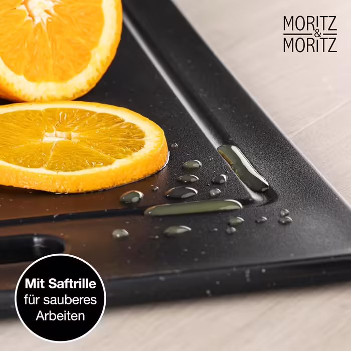 Набір обробних дощок Moritz & Moritz 2 шт. 36x27,5 см, пластик, без BPA, гранітний дизайн, з антиковзними ніжками та отвором для захвату, з канавкою для соку, чорні, великі для кухні