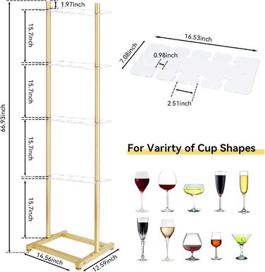 Підставка для шампанського Julymoda на 4 яруси: 32 келихи, прозорий акрил, для вечірок та свят