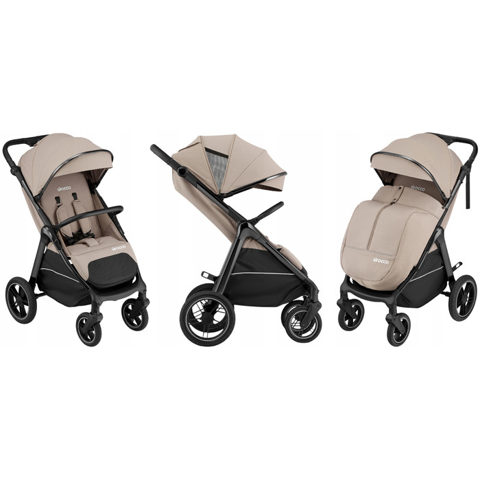 Дитячий прогулянковий візок Sirocco Maxelle: великі колеса 28 см, великий капюшон, амортизація