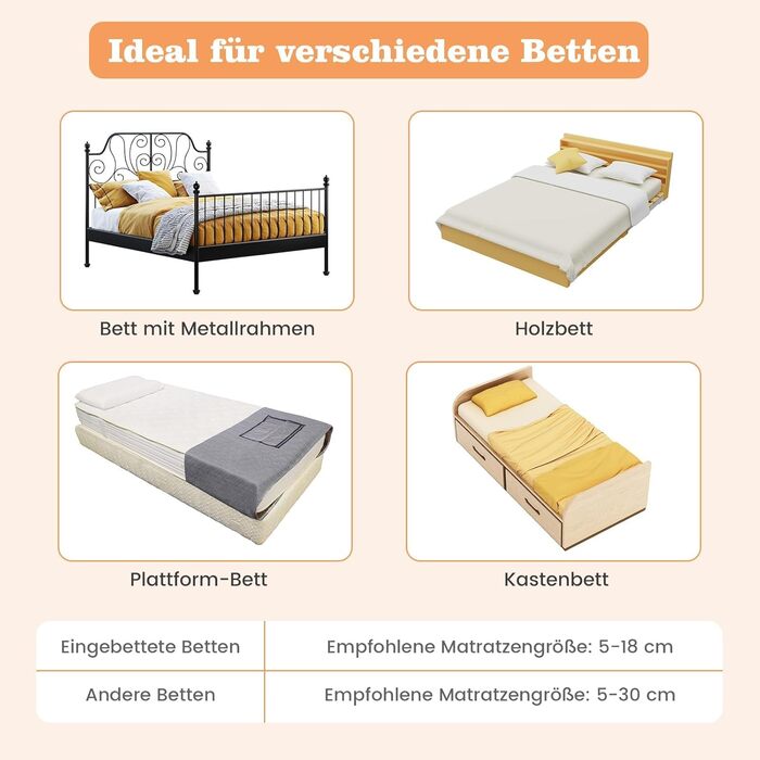 Бортик для ліжка COSTWAY складаний, захисний бар'єр для ліжка з регульованими ременями, швидке складання в один клік, захист від випадання для батьківських та дитячих ліжок (Сірий, 120x42 см)