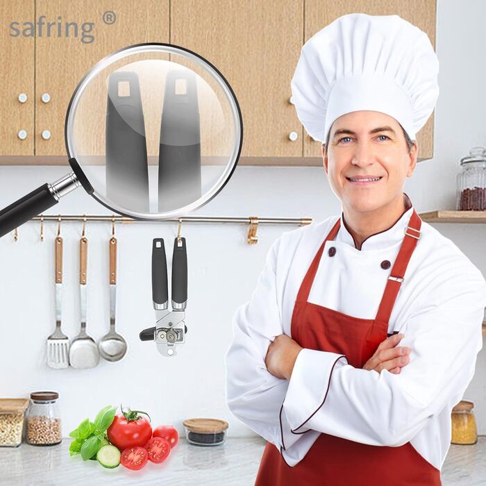 Відкривачка для консервів ручна, з нержавіючої сталі, з зручною ручкою та гострою лезою, багатофункціональна (сіра)