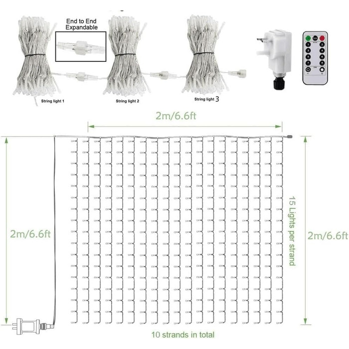 Штора CORST UV Light 2x2м, Хеллоуїн Blacklight, 8 режимів, водонепроникний