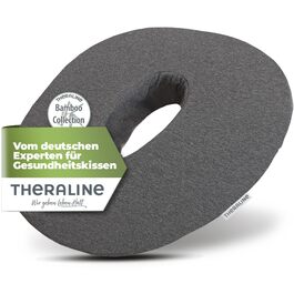 Ергономічна ортопедична подушка-кільце Theraline для розвантаження куприка та гемороїду, післяопераційна та післяпологова подушка-пончик (Антрацит Меланж), 35x48 см