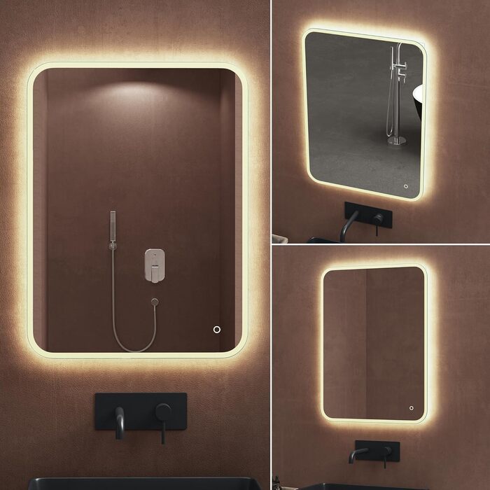 Дзеркало для ванної кімнати Dopporo LED 100x80 см з підсвічуванням та сенсорним вимикачем, з функцією пам'яті